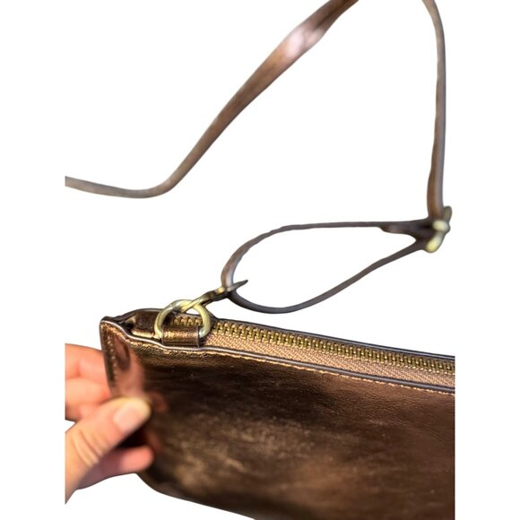NWT Joy Susan Liquid Metal Copper Mini Crossbody Wristlet Purse 9"x4.5" Stylish - Picture 6 of 10